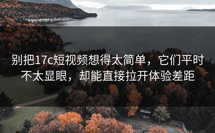 别把17c短视频想得太简单，它们平时不太显眼，却能直接拉开体验差距