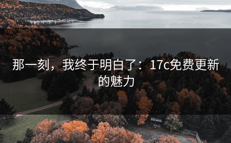 那一刻，我终于明白了：17c免费更新的魅力