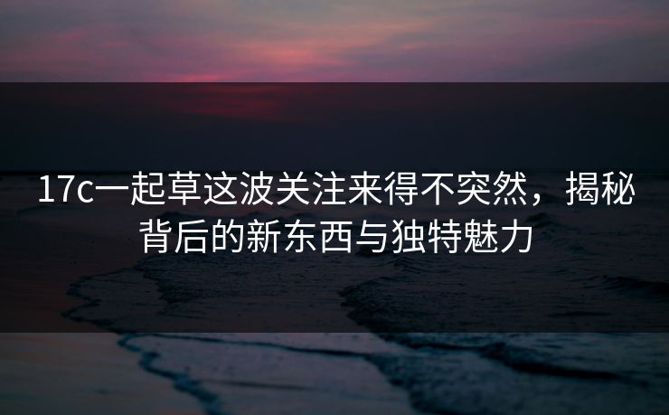 17c一起草这波关注来得不突然，揭秘背后的新东西与独特魅力
