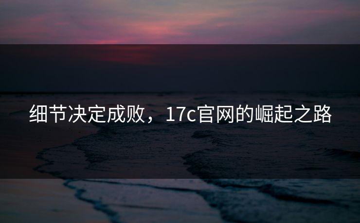 细节决定成败，17c官网的崛起之路